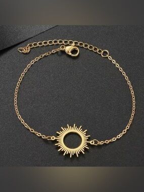 Sunburst Pendant Chain Bracelet Summer Gift Stainless Steel